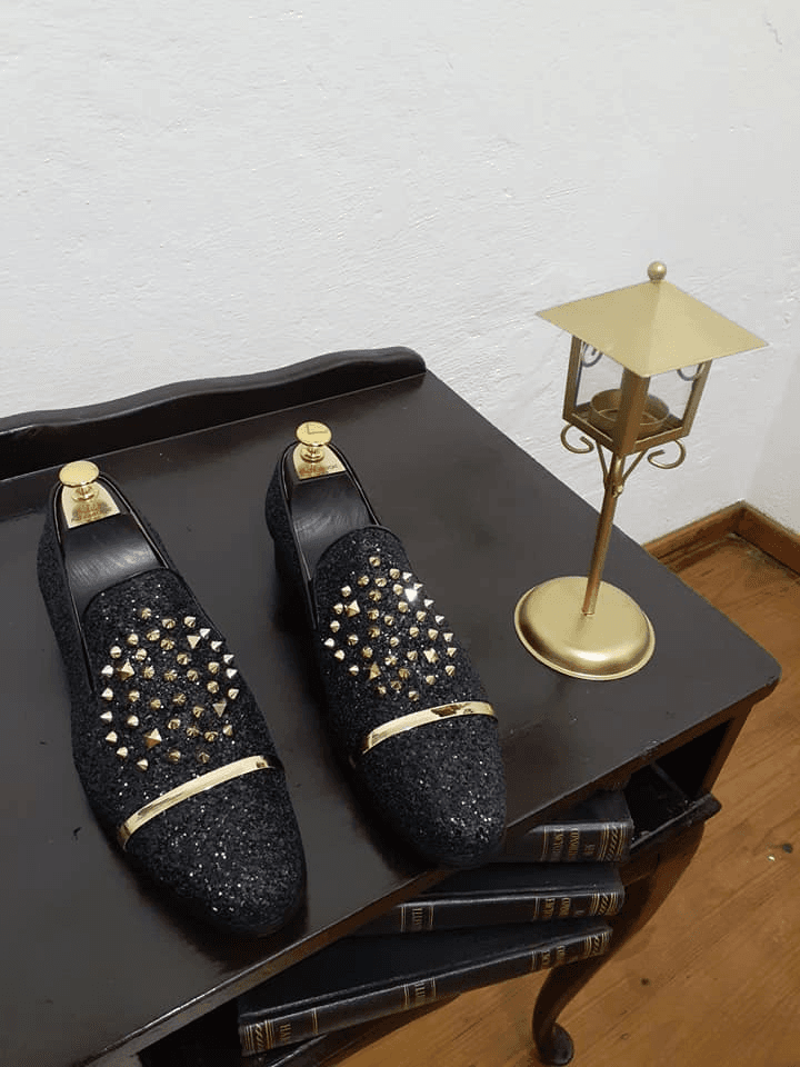 Black Glitter Loafers