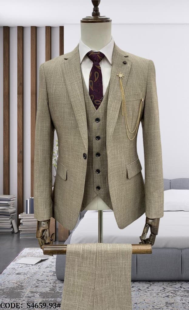 Tan Linen Three-Piece