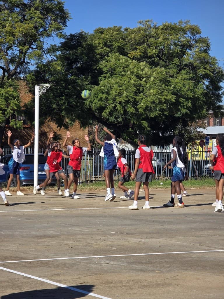 School students playing netball